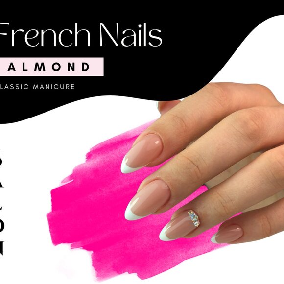 French Tip Almond Press On Nails 2 Pack - Picture 3 of 4